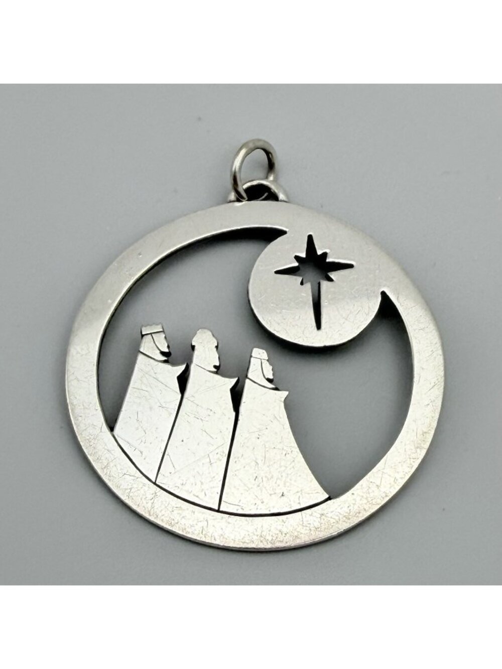 C Leslie Smith Three Wise Men Sterling Silver Christmas Pendant Ornament Signed